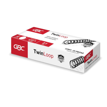 GBC Arillo Metálico Twin Loop 2:1-7/8" para Engargolar, Color Negro, Paquete con 20 Piezas. P7237