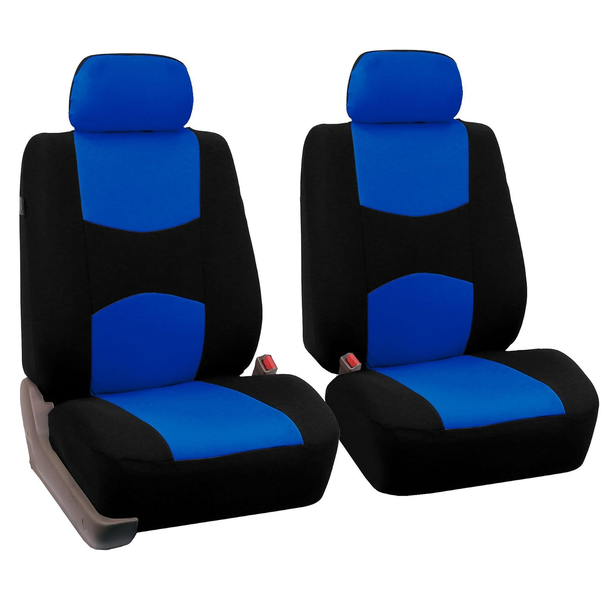 FH GROUP Universal Fit Flat Cloth Pair Bucket Seat Cover (Blue/Black) (FH-FB050102, Fit Most Car, Truck, SUV, or Van) - Blue - Black