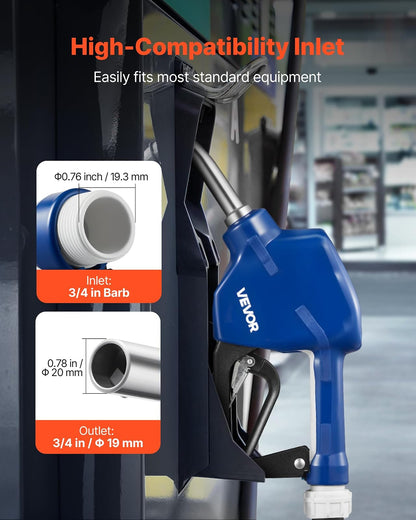 VEVOR Boquilla de 3/4" para fluido de escape diésel, caudal máximo de 11,6 GPM, boquilla dispensadora con apagado automático, para urea y fluidos industriales, color azul