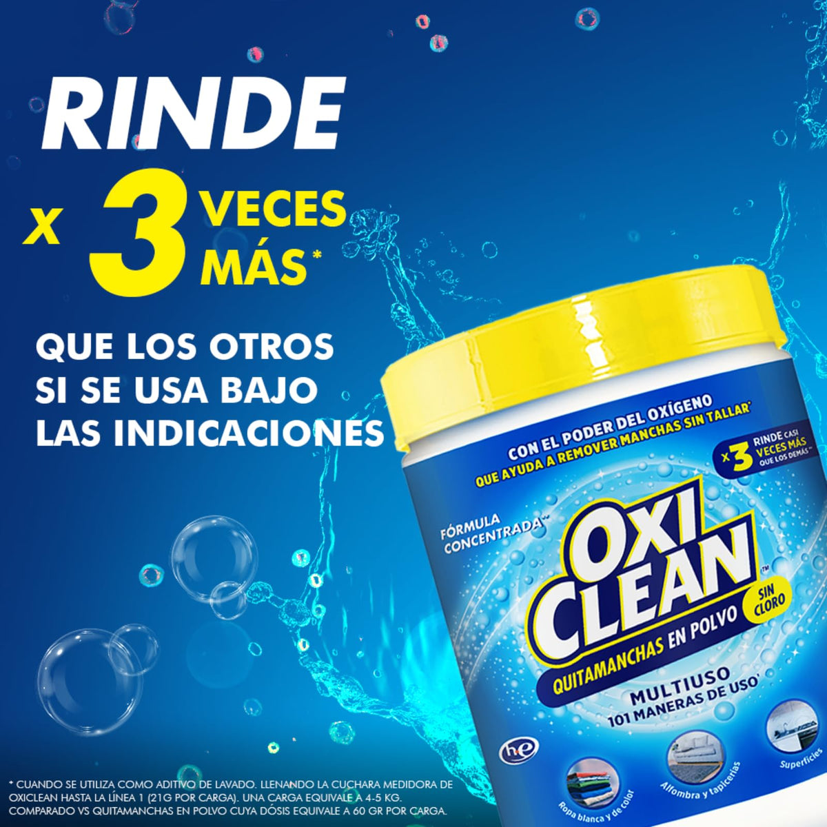 Oxiclean Versátil Quitamanchas en Polvo, Remueve Manchas De Tu Ropa, Alfombras Y Muebles Y Superficies, 620 gr