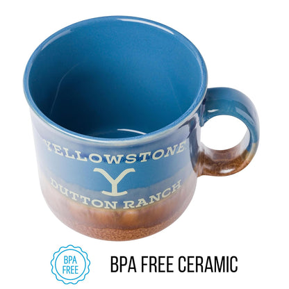 Silver Buffalo Yellowstone Dutton Ranch - Taza de cerámica para campista reactiva, 20 onzas