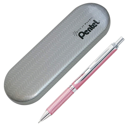 Bolígrafo Tinta Gel EnerGel Retráctil Rosa con Detalles en Plata Tinta Negra 01 Pieza con Estuche BL407P-A-EST