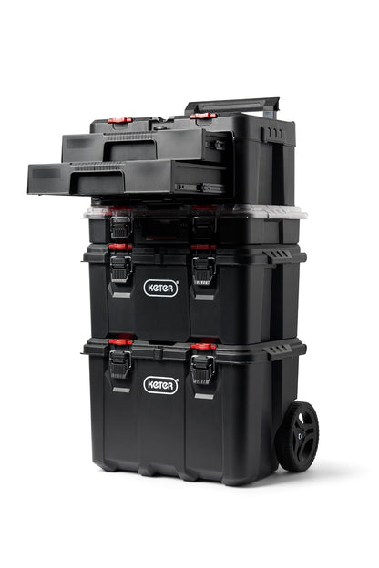 Keter Stack-n-Roll - Caja de herramientas de dos cajones para piezas pequeñas y accesorios de herramientas eléctricas, se adapta al sistema modular de almacenamiento de herramientas Keter