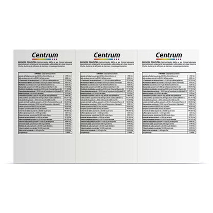 Centrum Gender Adulto Mujer Multivitaminico, Con Magnesio, Vitamina C y Vitamina E, Kit 3 Packs con 60 Tabletas Cada Uno