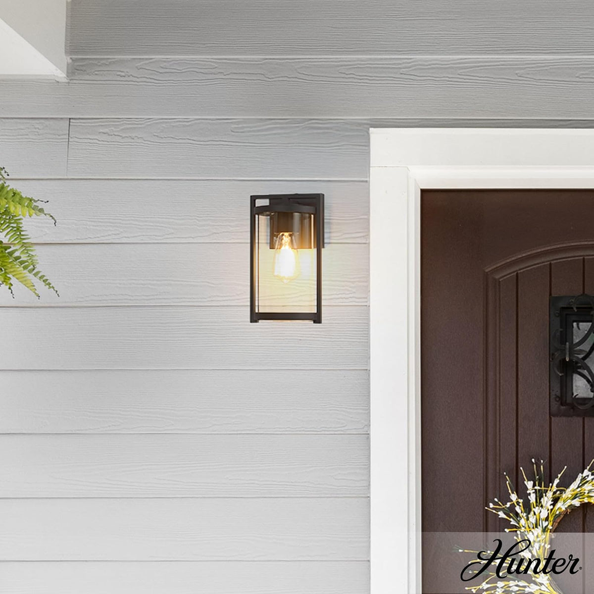 Hunter Fan, Colgante de pared Astwood Negro Mate para Exterior 1 Luz 12 pulgadas