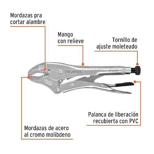 Truper PPT-10C, Pinza de presión 10", mordaza curva