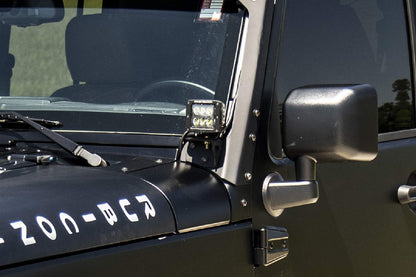 Rough Country - Soportes de luz inferior para parabrisas 07-18 Jeep Wrangler JK - 70044, negro