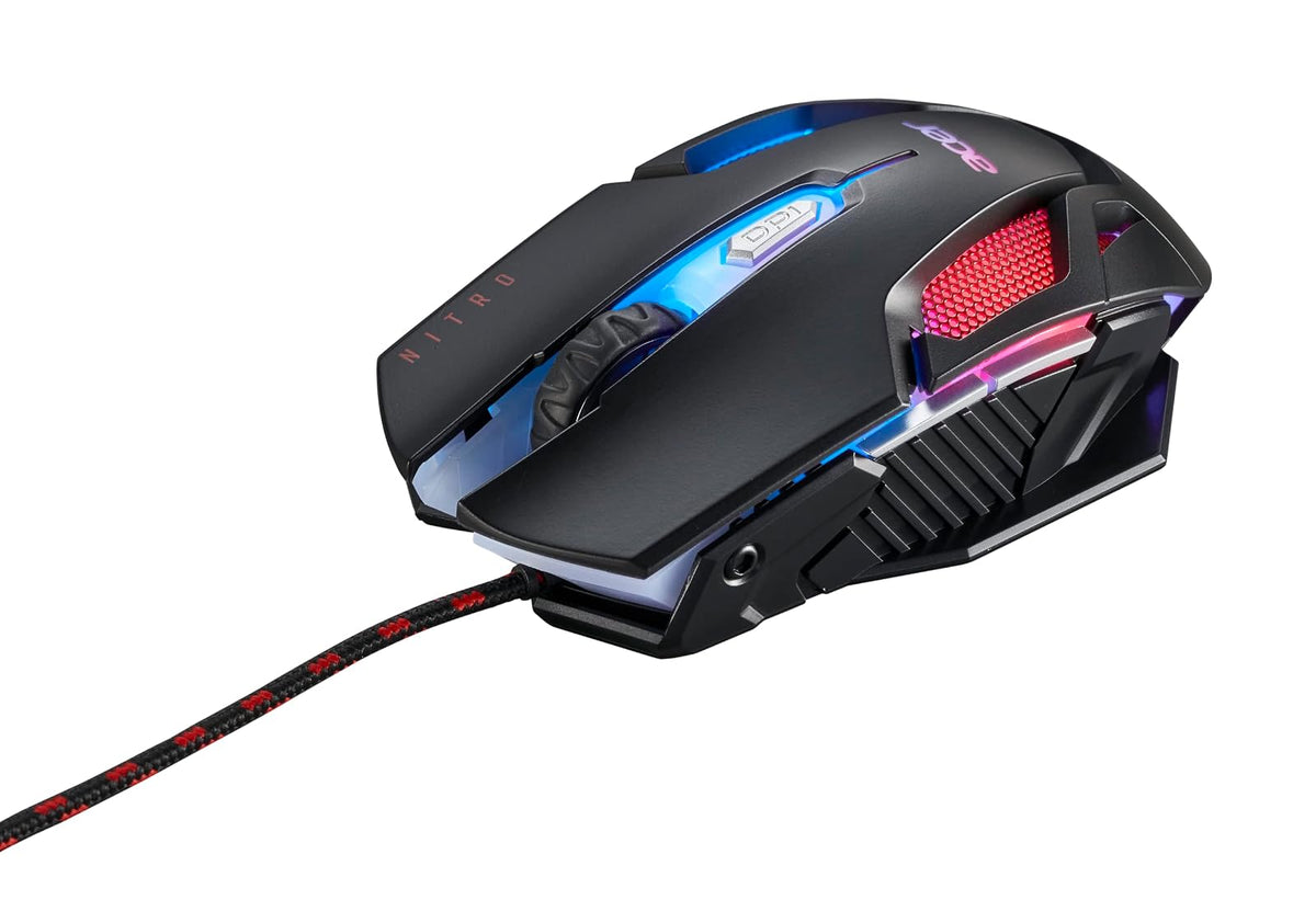 acer Mouse Nitro Gaming | Hasta 7200 dpi, conexión USB, 7 luces RGB