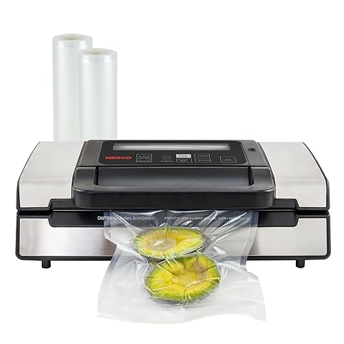 Nesco Deluxe Food VS-12 Sellador al aspiradora, 130 vatios, bolsas de kit y tapa de visualización, compacto, plateado