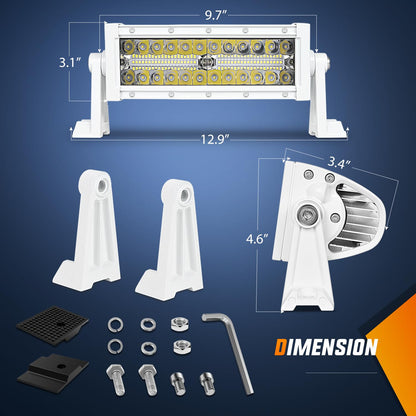 Nilight Marine - Barra de luz LED de 9.5 Pulgadas, Combo de inundación de Puntos Blancos, iluminación de Muelle para Cubierta de Barco de Ponton, para Pesca Nocturna, Puerto de popa, Yates, Camiones,