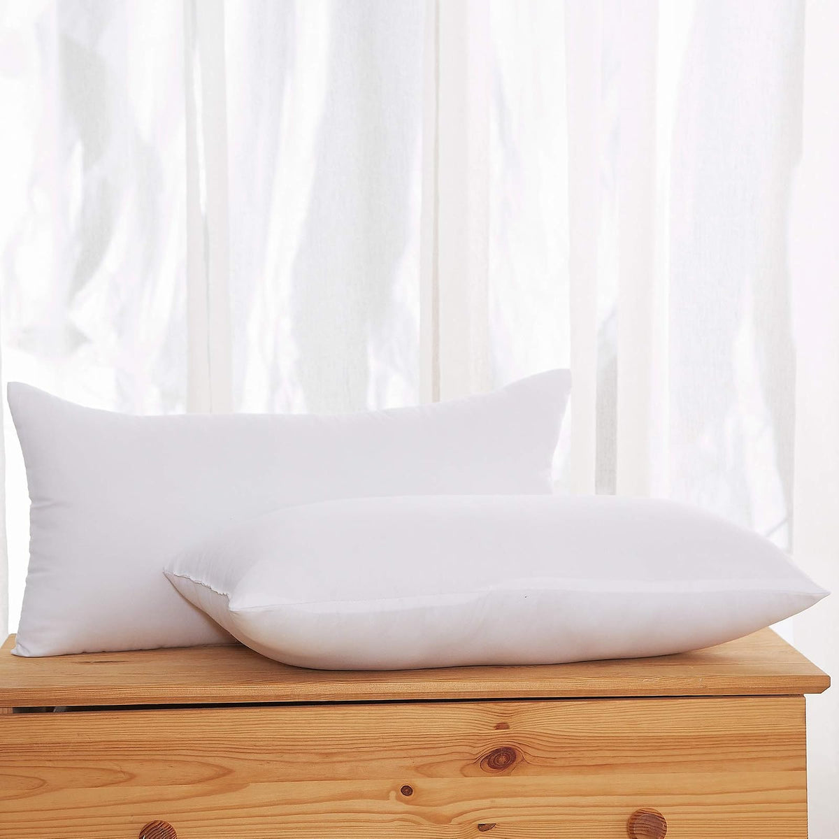 Acanva Hypoallergenic Pillow Insert Form Cushion Sham, Oblong Rectangle, 16" L x 26" W, Set of 2