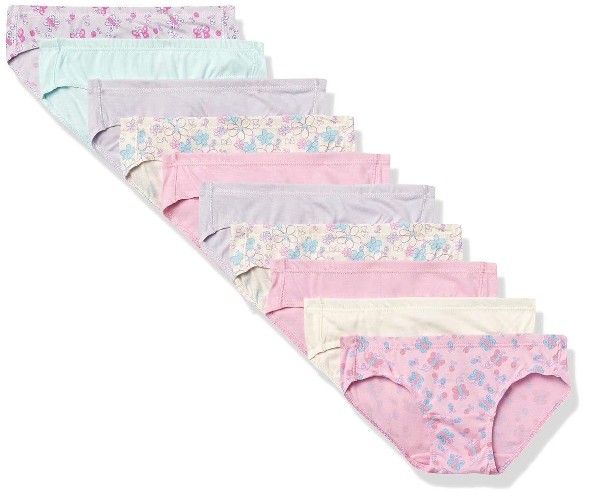 Hanes Hanes Girls' Toddler Underwear, Pure Comfort 100% Cotton, Available in Briefs and Hipster, 10-Pack Ropa Interior a la Cadera Niñas