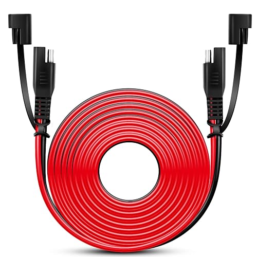 Nilight 50037R - Cable de extensión CC de 12 pies, 16 AWG, arnés de Cables de 2 Pines con Conector SAE de conexión y desconexión rápida de 12 V-24 V con Tapa Antipolvo, 2 años de garantía