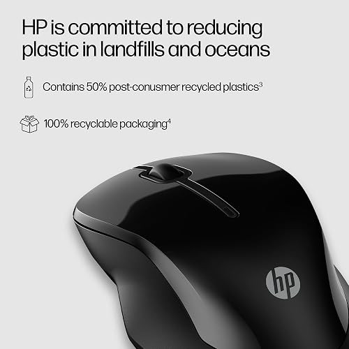 HP Mouse 250 Dual Inalámbrico, USB A, Bluetooth 5.0, 2.4 GHz, 1600 dpi, Compatible Windows, ChromeOS, MacOS, Negro (6V2J7AA)