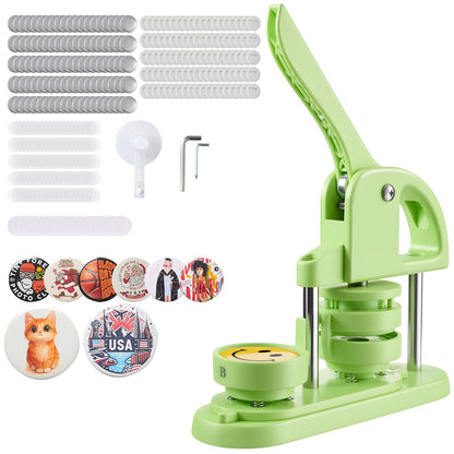 VEVOR Máquina para Hacer Insignias de 58 mm, Máquina para Fabricar Chapas 100 Juegos de Botones, Mango Ergonómico Reforzado, para Crear Insignias, Pines Personalizados, Llaveros, Chapas, Verde