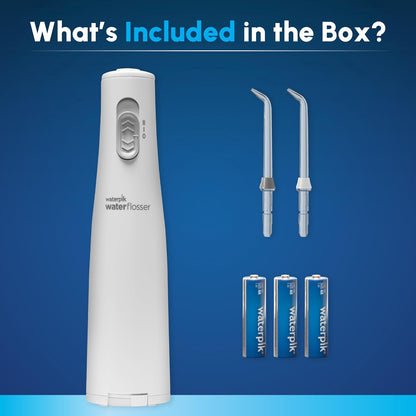 Waterpik - Limpiador de agua inalámbrico, funciona con pilas y portátil para viajes y hogar, Cordless Express aceptado por la ADA, blanco WF-02