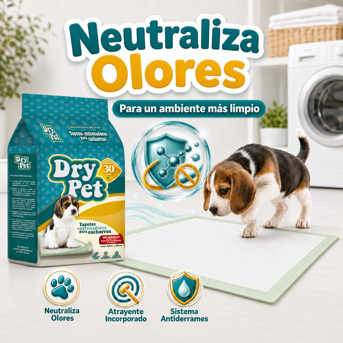 Dry Pet Tapete Entrenador para Perro de 30 Piezas