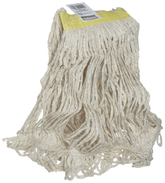 Rubbermaid Super de punto de algodón Looped final mopa húmeda, diadema 1", color blanco, Blanco, Pequeño