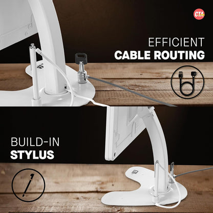 Soporte de quiosco dual - Soporte de seguridad CTA con funda de bloqueo, cable, lápiz óptico y correa - Compatible con conector para auriculares, iPad 7th/8th/9th Gen 10.2", iPad Pro 10.5 (PAD-ASKW10)