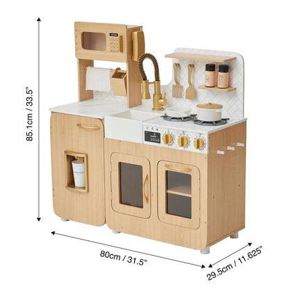 Teamson - Juego de Cocina para niños pequeños de Chipre con 14 Accesorios, Juego de Cocina de Juguete de Madera para niños de 1 a 8 años, estación de Cocina Montessori, Roble Claro/Blanco