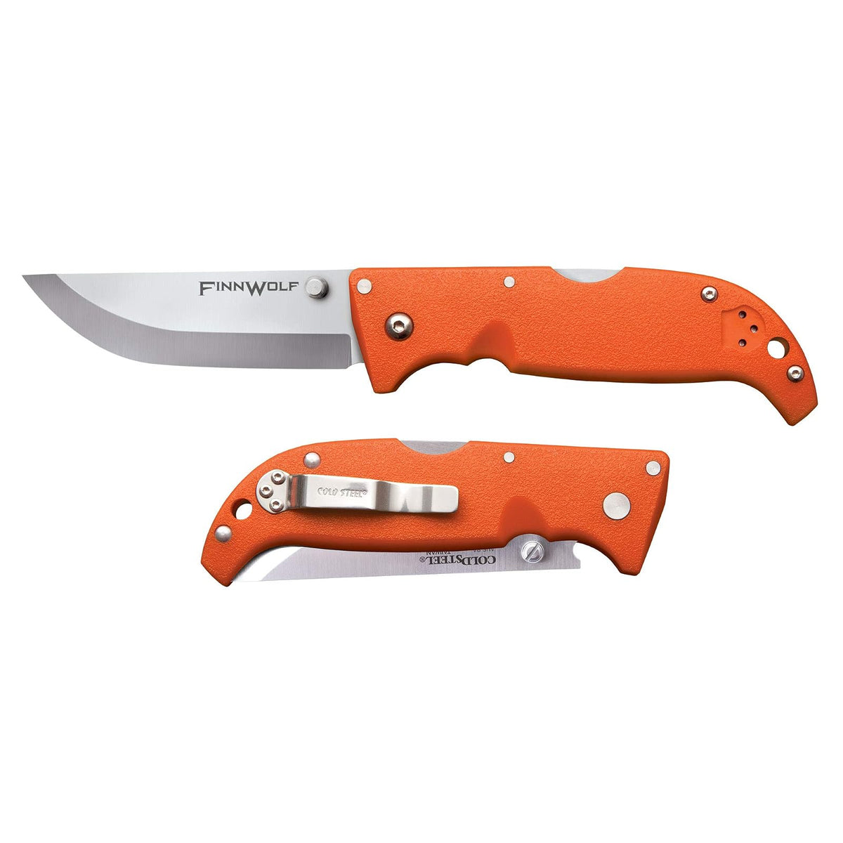 Cold Steel Finn Wolf AUS8A - Cuchillo Plegable de Caza con Mango de Color Naranja de 11 cm, AUS8A