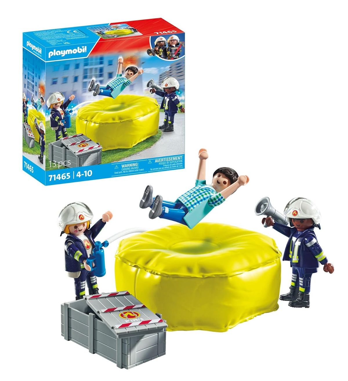 Playmobil Set de Bomberos con Figura y Accesorios - Bomberos con cojín de aire