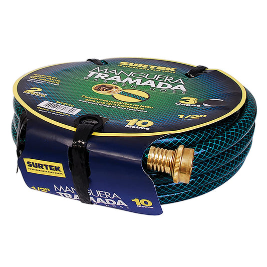 Surtek M58T25 Manguera para jardín tramada con conector metálico 5/8", 25 m