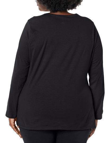 Just My Size JMS - Playera de Manga Larga de algodón para Mujer, Talla Grande, Playera de Cuello Redondo para Mujer