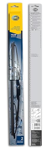 Hella Juego de 2 Plumas Limpiaparabrisas Metal Wiper 14" y 24" (35.5 y 60.9 cm), Nano-Grafito, Acero Inoxidable