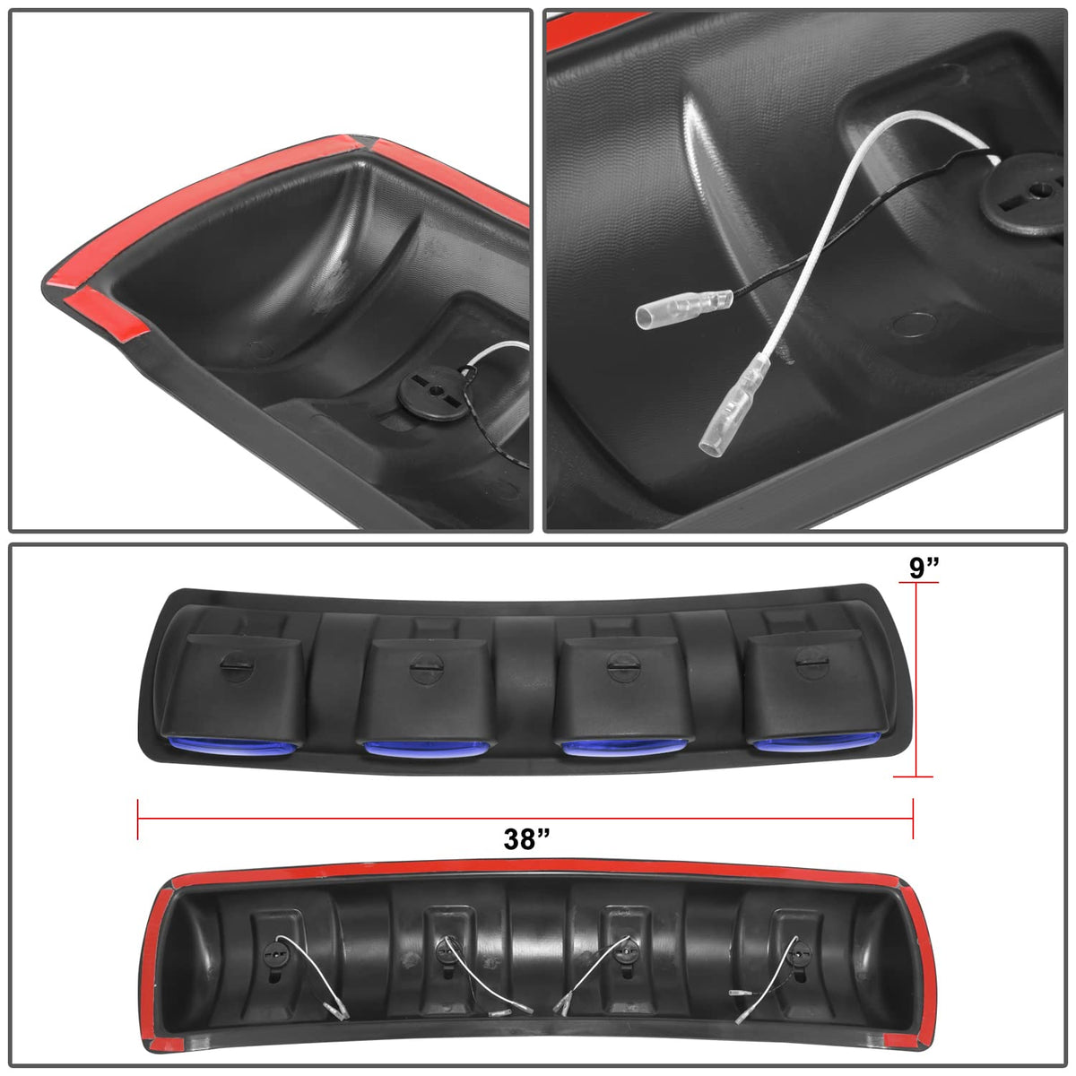 DNA Motoring FL-ZTL-359-BL Luz Antiniebla Universal de Techo con Arnés e Interruptor Interior, Lente Azul Carcasa Cromada