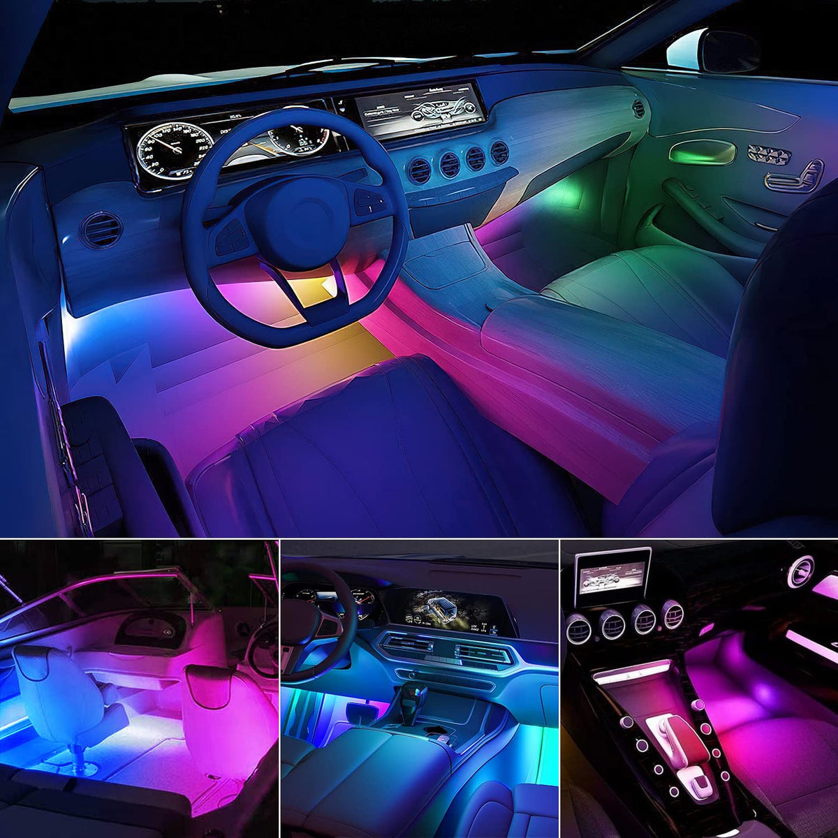 Nilight Luces de Interior RGBIC 72 LED USB 12 V, Multitáctil con App, Modo Música, para Auto y Camión, TL-90