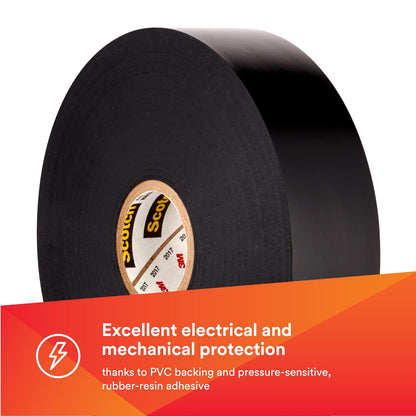 3M Scotch Cinta eléctrica de vinilo Super 88, 3/4 pulgadas x 40 pies, negro, 1 rollo, calcomanía de resina de goma, respaldo de PVC, cinta eléctrica resistente para todas las estaciones