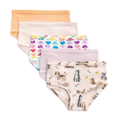Burt's Bees Baby Ropa Interior de Algodón Orgánico para Niña - 6 Años - Cachorros y arco iris