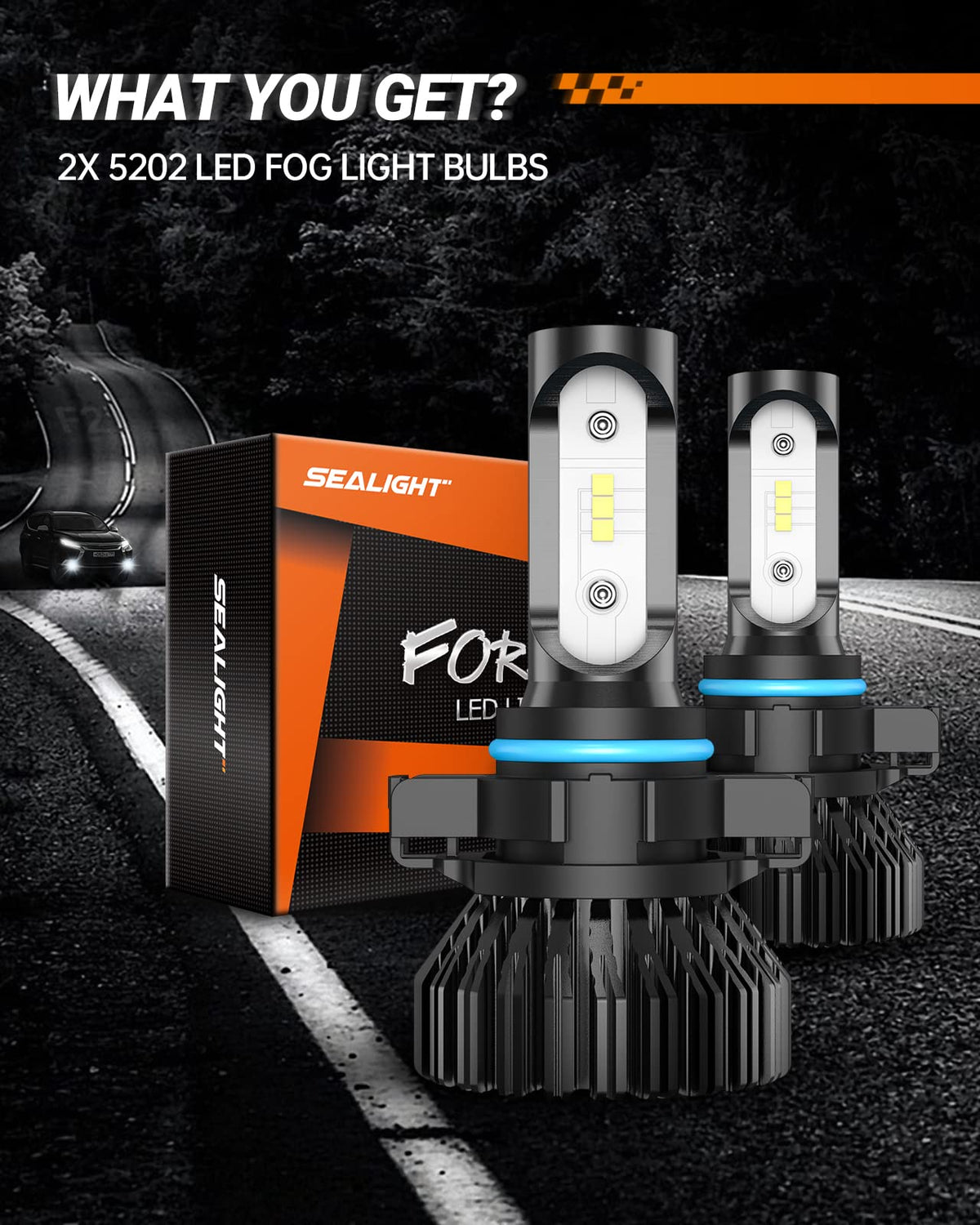 SEALIGHT 5202/F2 Focos LED Antiniebla 14000 lm 6500 K Blanco Frío, Gran Angular, IP67, Paquete de 2