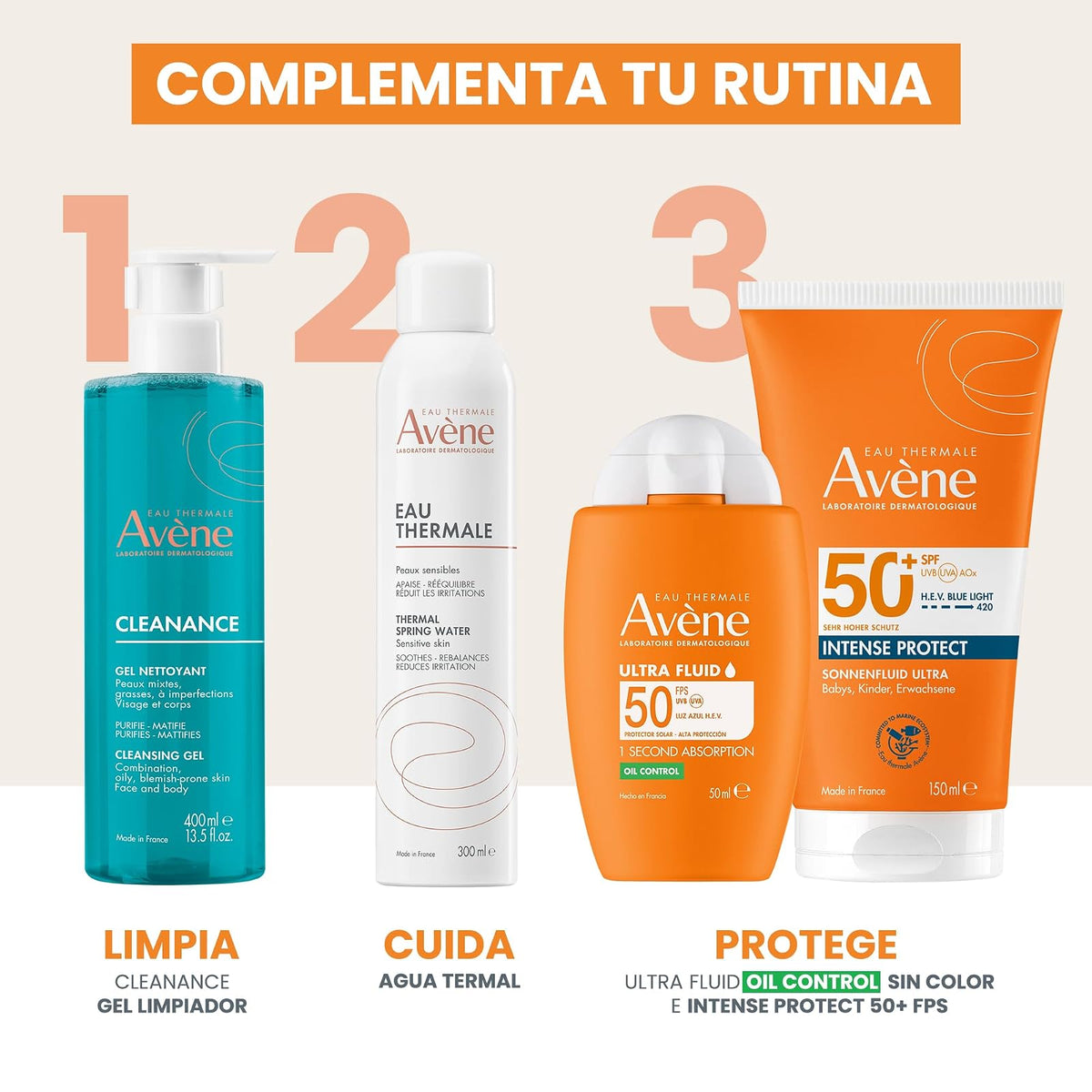 Avene Ultra Fluid Protector Solar Facial Oil Control FPS50 Piel Grasa, 50ml | Oil Control Invisible, efecto mate 14h, -45% brillo, ultra fluida, 50 ml