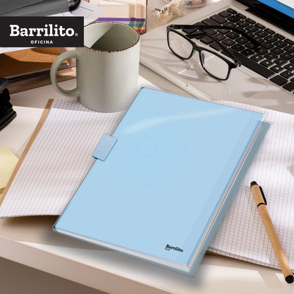 Barrilito Fólder Plástico Carta con Clip. Azul y Blanco. 24 pzas. F02Q