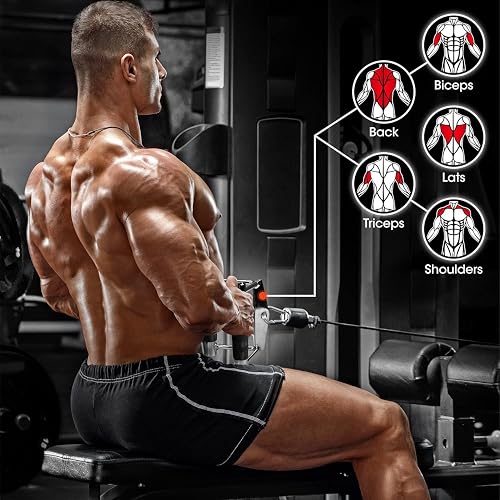 Yes4All Mango de Doble Agarre en D para Poleas, Agarres para Entrenamiento de Brazos y Espalda, Accesorios de Gym para Ejercicios de Fuerza
