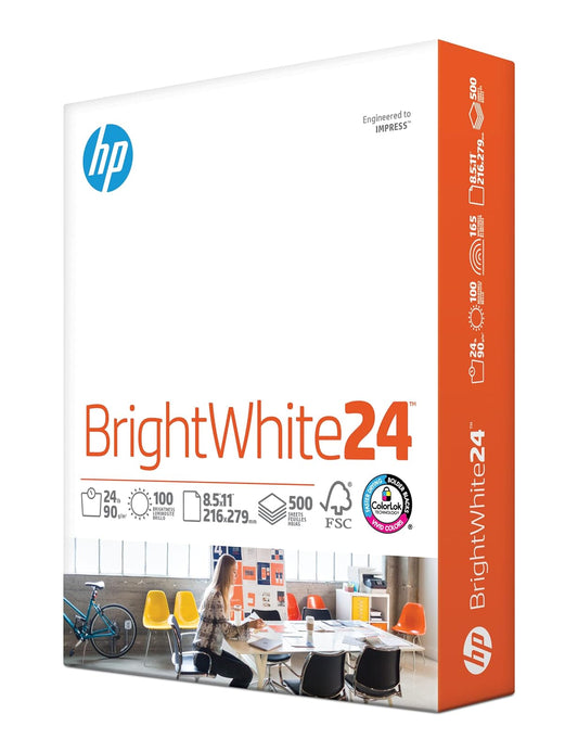 HP Papel para impresora, blanco brillante 24, blanco brillante 24, Blanco, Ream