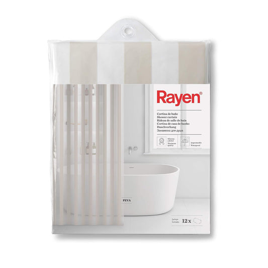 Rayen | Cortina de Ducha o Bañera | Impermeable | PVA | Secado rápido | Translúcida | Incluye 12 Ganchos | 180 x 200 cm | Color Blanco