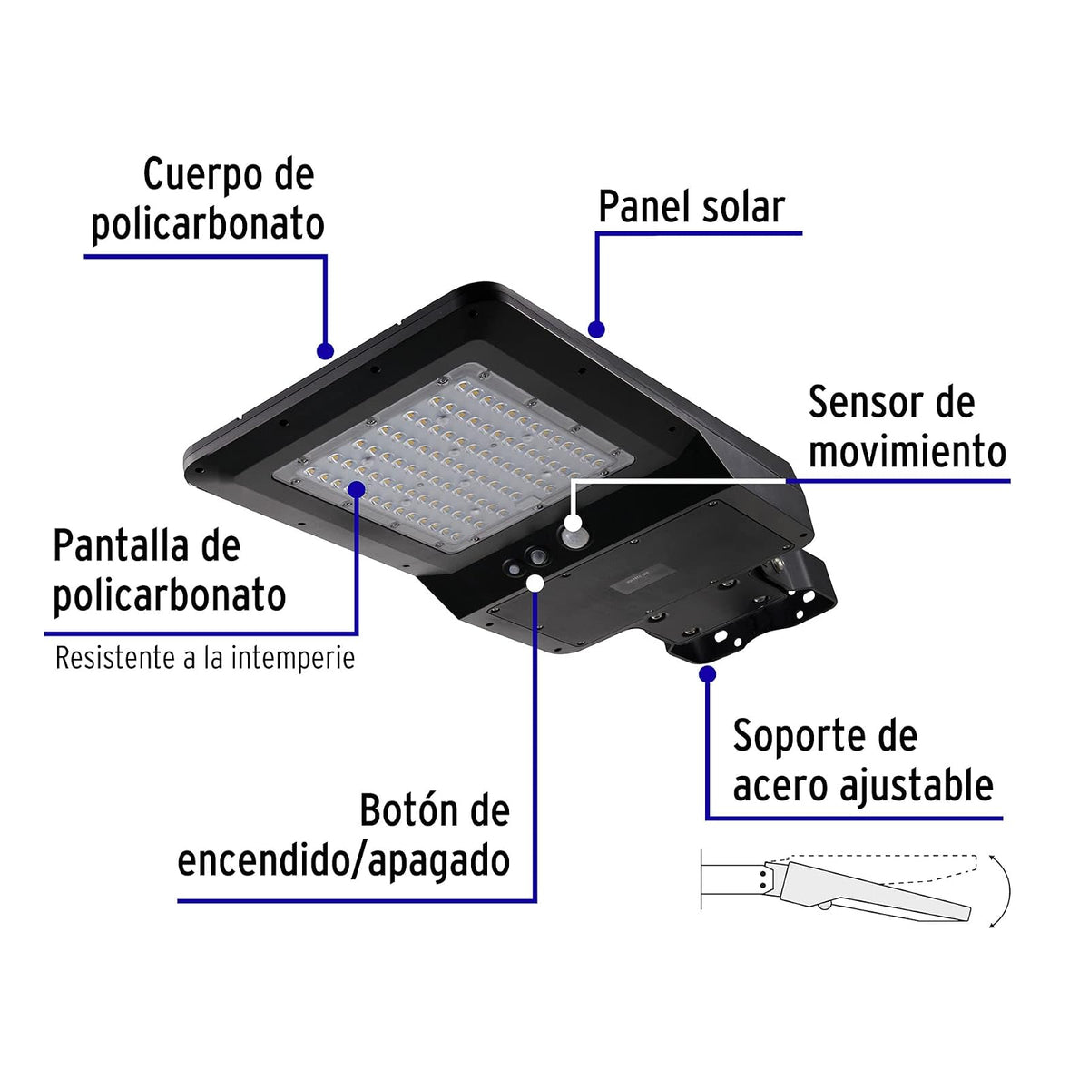 Volteck Lait SUB-903L, Luminario suburbano LED 40 W con panel solar y control remoto