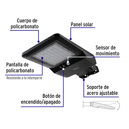 Volteck Lait SUB-903L, Luminario suburbano LED 40 W con panel solar y control remoto