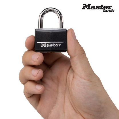 Master Lock 141Q Candado con llave de aluminio cubierto, paquete de 4, color negro