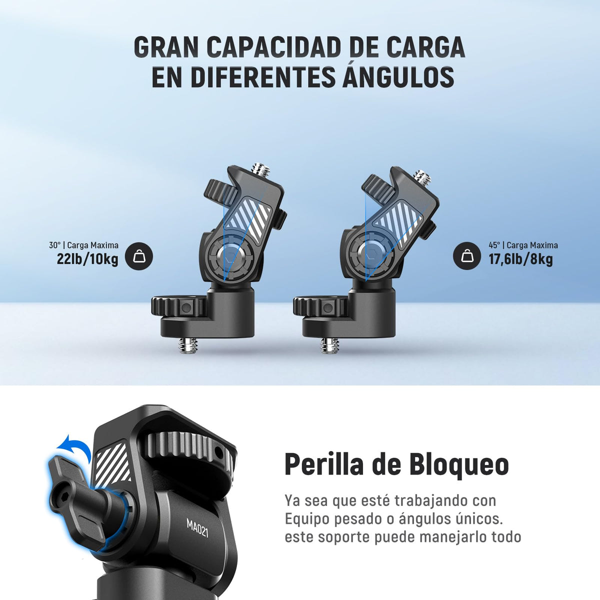 NEEWER Montaje de Monitor Campo Mejorado con Tornillo 1/4", Giro 360°, Inclinación 180°, Tornillo Antigiro Compatible con Atomos Ninja 5" y 7" Monitor de Cámara, Jaula para Cámara, MA021