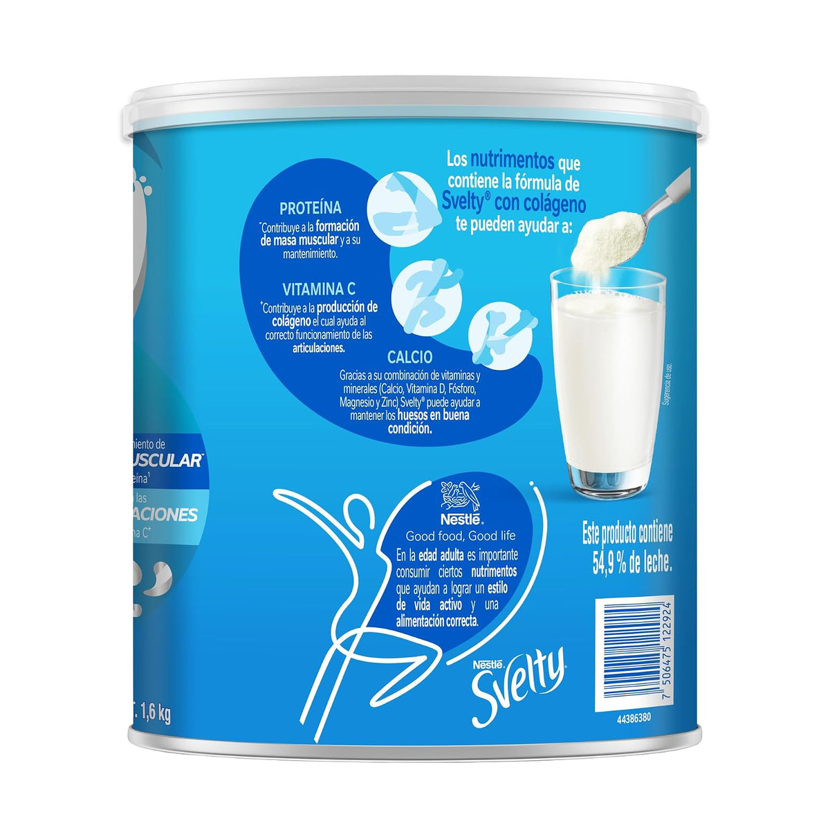 Svelty con Colágeno Adicionado de Fibra, Proteína, Vitamina C y Calcio, Lata de 1.6 kg