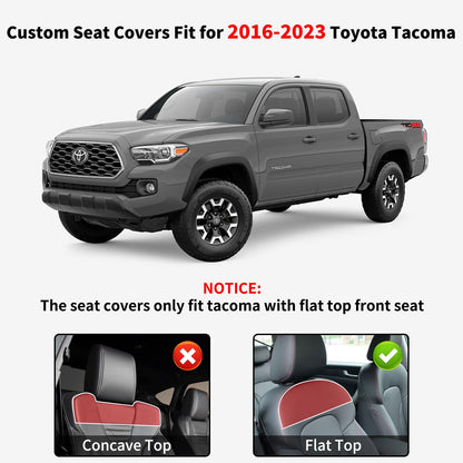 Truckiipa - Juego Completo de Fundas de Asiento de Piel para Toyota Tacoma, Cobertura Completa, Impermeable, Protector de cojín para Toyota Tacoma 2016-2023, Doble Cabina tripulación, Juego Completo