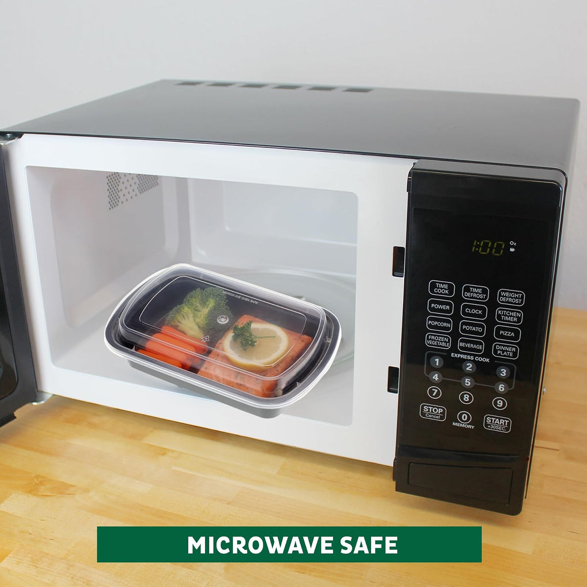 Freshware - Recipientes para preparación de comidas [45 unidades] 1 compartimento con tapas, recipientes de almacenamiento de alimentos, caja bento, sin BPA, apilables, aptos para