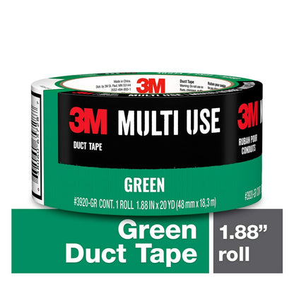 3M Cinta adhesiva de colores multiusos, verde con calcomanía fuerte y respaldo resistente al agua, cinta adhesiva 3M multisuperficie para uso en interiores y exteriores, 1.88 pulgadas x 20 yardas, 1