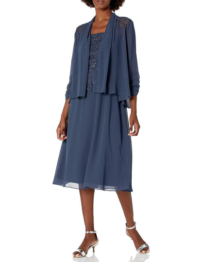 Emma Street 2 Piezas de chifón y Chamarra con abalorio con Falda Vestido para Ocaciones Especiales para Mujer