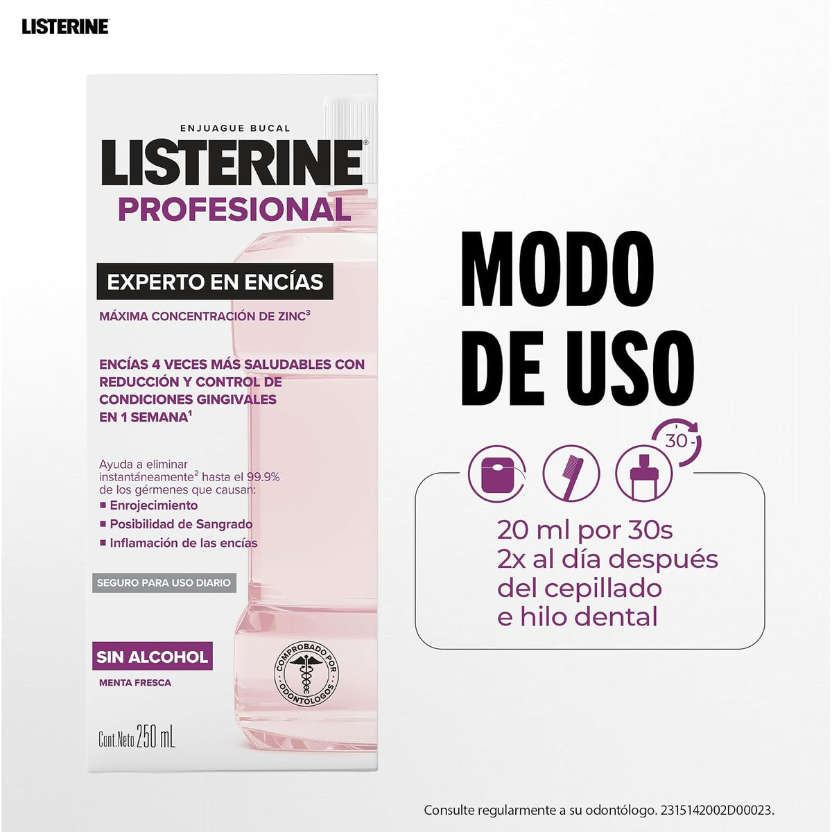 LISTERINE® Enjuague Bucal PROFESIONAL​ EXPERTO EN ENCÍAS 250mL