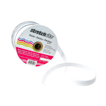 Stretchrite 1NSS1101WHTE Bobina elástica de poliéster Tejida Plana de 1/2 x 50 Yardas, Color Blanco